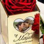 Σετ 2 Δώρα για Μαμά, Κόκκινο Rose με Φωτογραφία & Μπρελόκ