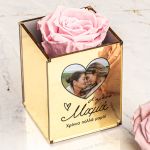 Σετ 2 Δώρα για Μαμά, Ροζ Τριαντάφυλλο με Εικόνα & Μπρελόκ