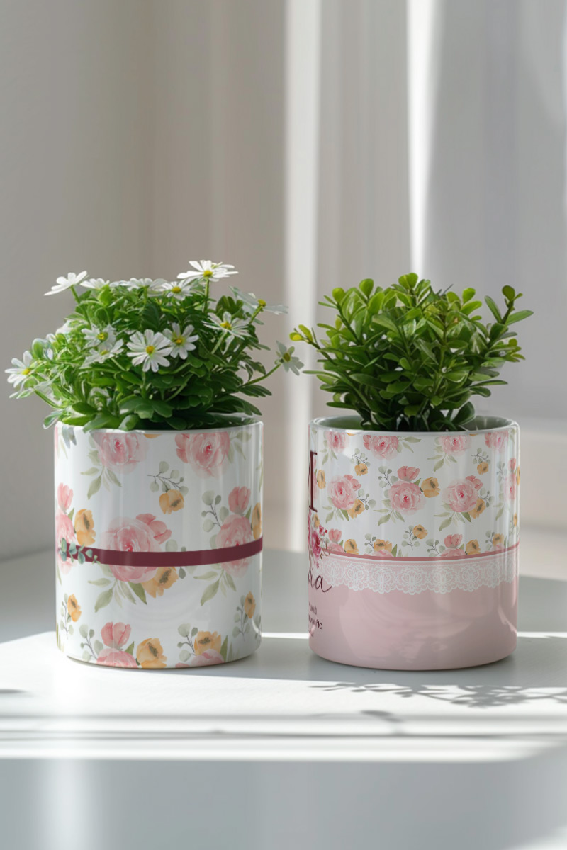 Σετ 2 Κασπώ Προσωποποιημένα με Floral Design, Δώρο για Μαμά