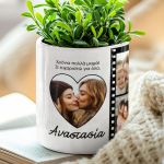 Σετ 2 Δώρα για Μητέρα, Γλαστράκι με Φωτογραφία & Μπρελόκ