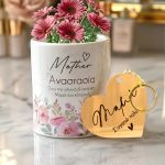Σετ 2 Δώρα για Μητέρα, Κασπώ με Σχέδιο Ανοιξιάτικα Άνθη & Μπρελόκ