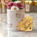 Σετ 2 Δώρα για Νονά, Κασπώ με Σχέδιο Μπουμπούκια & Μπρελόκ