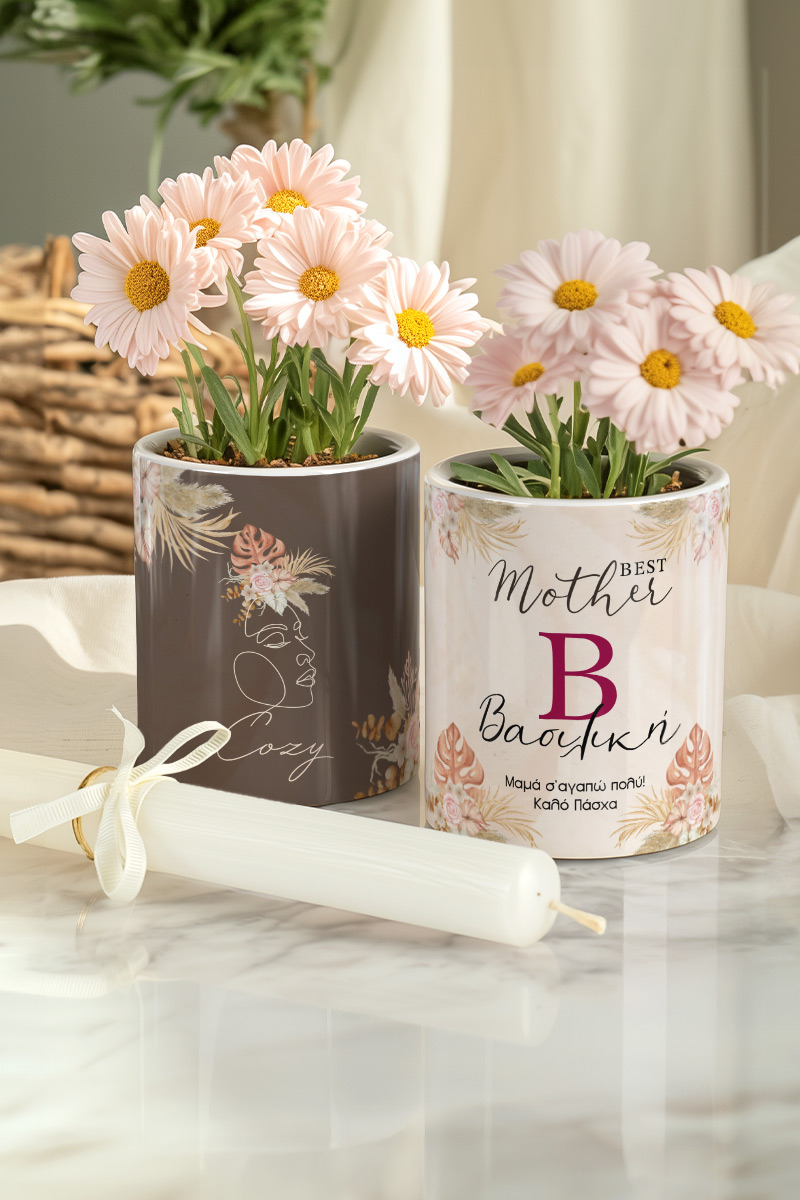 Σετ 2 Κασπώ με Spring Flowers & Λαμπάδα, Δώρο για Μαμά