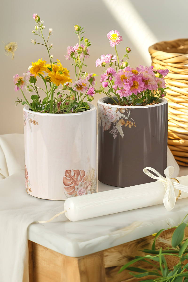 Σετ 2 Κασπώ με Spring Flowers & Λαμπάδα, Δώρο για Μαμά