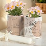 Σετ 2 Κασπώ με Γραμμικό Σχέδιο & Λαμπάδα, Δώρο για Νονά