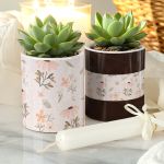 Σετ 2 Κασπώ με Σχέδιο Blooming & Λαμπάδα, Δώρο για Νονά