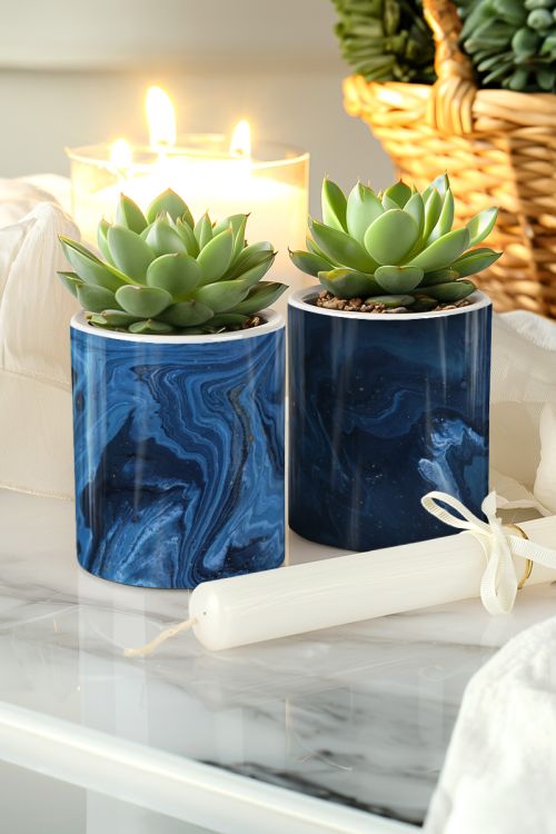 Σετ 2 Κασπώ με Blue Marble & Λαμπάδα, Δώρο για τον Νονό