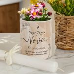 Κασπώ με Γραμμικά Σχέδια Άνθων & Λαμπάδα , Δώρο για Νονά