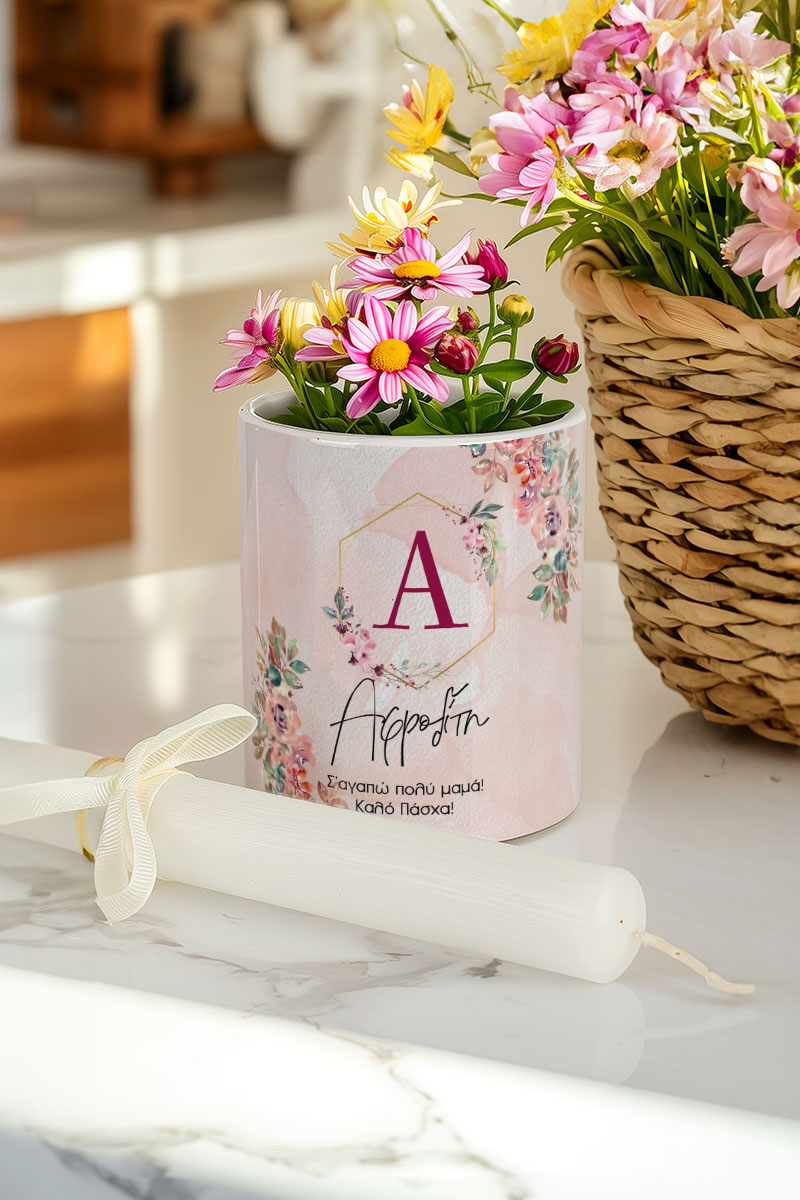 Ανοιξίατικο Κασπώ με Blooming Flowers & Λαμπάδα , Δώρο για Μαμά