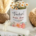 Διακόσμητικό Κασπώ με Flowers & Λαμπάδα, Δώρο για Δασκάλα