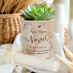 Κασπώ με Γραμμικά Σχέδια Άνθων & Λαμπάδα , Δώρο για Νονά