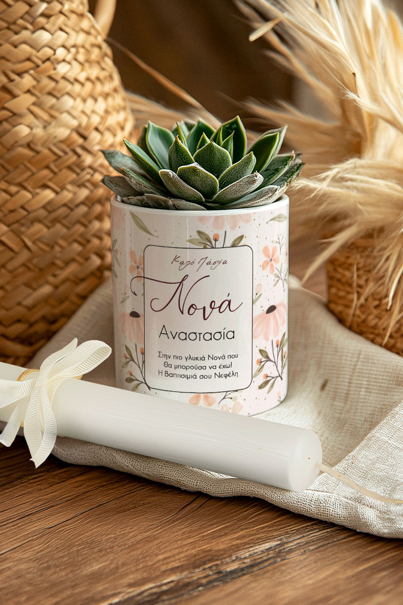 Ανοιξίατικο Κασπώ με Floral Patterns & Λαμπάδα , Δώρο για Νονά