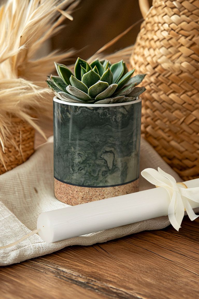 Διακοσμητικό Κασπώ με Green Marble & Λαμπάδα, Δώρο για τον Νονό
