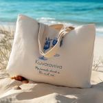 Πάνινη Τσάντα Παραλίας με Φερμουάρ, Ιδανικό Δώρο για Γυναίκα