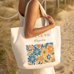 Premium Τσάντα Παραλίας με Φερμουάρ, Δώρο για Γυναίκα