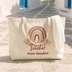 Πάνινη Tote Bag με Φερμουάρ, Ιδανικό Δώρο για Δασκάλες