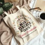 Tote Bag Ώμου με Προσωποποίηση, Δώρο για Δασκάλες