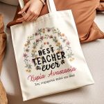 Tote Bag Ώμου με Προσωποποίηση, Δώρο για Δασκάλες