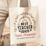 Tote Bag Ώμου με Προσωποποίηση, Δώρο για Δασκάλες