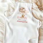 Εξατομικευμένη Βαπτιστική Ποδιά με Teddy & Balloons για τη Νονά