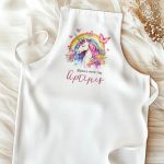 Ποδιά Βάπτισης με Unicorn & Butterflies, Προσωποποιημένη για Νονά