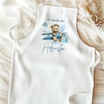 Ποδιά Βάπτισης με Teddy Pilot, Εξατομικευμένη με Όνομα για Νονά