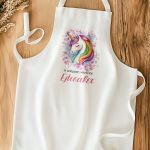 Ποδιά Βάπτισης με Colorful Unicorn, Εξατομικευμένη για την Νονά