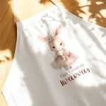 Ποδιά Βάπτισης με Κουνελάκι, Εξατομικευμένη με Όνομα για Νονά