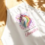 Ποδιά Βάπτισης με Colorful Unicorn, Εξατομικευμένη για την Νονά