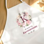 Ποδιά Βάπτισης με Pastel Roses, Εξατομικευμένη για την Νονά