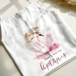 Ποδιά Βάπτισης με Ροζ Κύκνο, Προσωποποιημένη για την Νονά