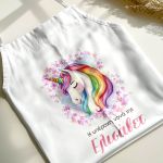 Ποδιά Βάπτισης με Colorful Unicorn, Εξατομικευμένη για την Νονά