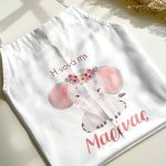 Ποδιά Βάπτισης με Cute Elephant, Εξατομικευμένη για τη Νονά