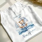 Ποδιά Βάφτισης με Καράβι, Προσωποποιημένη με Όνομα για Νονό