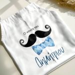 Βαφτιστική Ποδιά με Μουστάκι, Εξατομικευμένη για τον Νονό