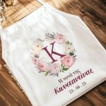 Ποδιά Βάπτισης με Pastel Roses, Εξατομικευμένη για την Νονά