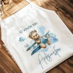 Ποδιά Βάπτισης με Teddy Pilot, Εξατομικευμένη με Όνομα για Νονά