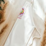 Ποδιά Βάπτισης με Colorful Unicorn, Εξατομικευμένη για την Νονά