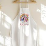 Ποδιά Βάπτισης με Unicorn & Butterflies, Προσωποποιημένη για Νονά