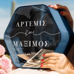 Κουτί Ευχών Γάμου Premium σε Σχήμα Εξάγωνο με Ονόματα