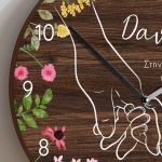 Ξύλινο Ρολόι Τοίχου με Αφιέρωση και Όνομα, Δώρο για τη Μαμά