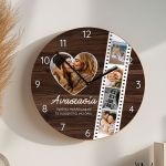 Μεγάλο Ξύλινο Ρολόι Τοίχου με Φωτογραφίες Φιλμ, Δώρο για Μαμά