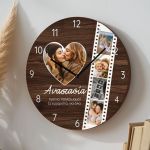 Μεγάλο Ξύλινο Ρολόι Τοίχου με Φωτογραφίες Φιλμ, Δώρο για Μαμά