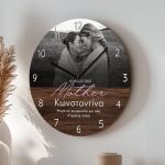 Μεγάλο Ξύλινο Ρολόι Τοίχου με Φωτογραφία, Δώρο για τη Μαμά