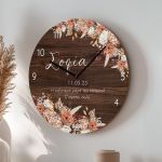 Ξύλινο Ρολόι Τοίχου με Όνομα και Ημερομηνία, Δώρο για τη Μαμά