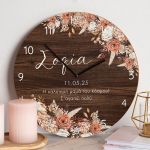 Ξύλινο Ρολόι Τοίχου με Όνομα και Ημερομηνία, Δώρο για τη Μαμά