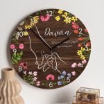 Ξύλινο Ρολόι Τοίχου με Αφιέρωση και Όνομα, Δώρο για τη Μαμά