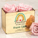 Ροζ Forever Roses σε Θήκη με Αφιέρωση, Δώρο για Δασκάλα