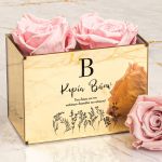 Ροζ Αιώνια Τριαντάφυλλα σε Θήκη με Όνομα, Δώρο για Δασκάλα