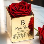 Κόκκινο Τριαντάφυλλο σε Θήκη με Όνομα, Δώρο για τη Δασκάλα